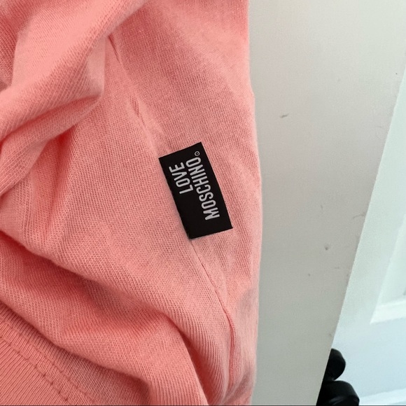 Authentic Love Moschino Box Logo Tee T Shirt Peach Pink - Size US 10 Italy 46 - Picture 5 of 7
